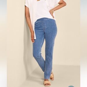 Soft Surroundings Ultimate Denim Pull-On Slim Leg Jeans Style 2FY36 Size Large